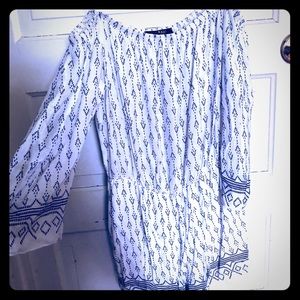 Flowy Black & White Designed 3/4 Sleeved Romper